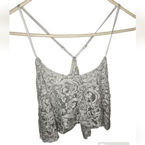 NWOT Free People Best Idea Cropped Cami Lace Sequins Silver Size XS